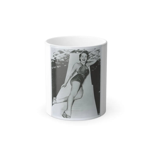 Terry Moore #712 - Vintage 1953 1-Piece B&W Full Body Swimsuit Cheesecake Photo as 8x10 (Vintage Female Icons) Color Changing Mug 11oz-11oz-Go Mug Yourself