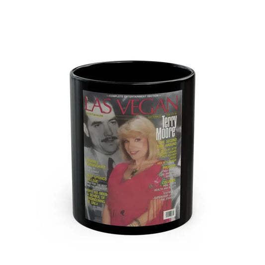 Terry Moore #717 - Las Vegan Mag. Cover Sept. '84 (Vintage Female Icon) Black Coffee Mug 11oz - Go Mug Yourself