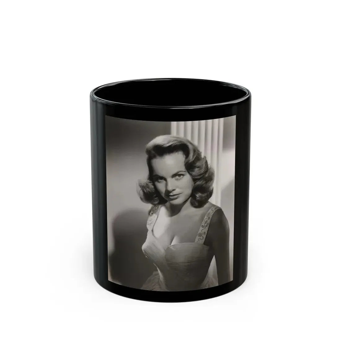Terry Moore #718 - Head & Upper Body B&W Glamour Late 40's or 50's Vintage Photo1 (Vintage Female Icon) Black Coffee Mug 11oz - Go Mug Yourself