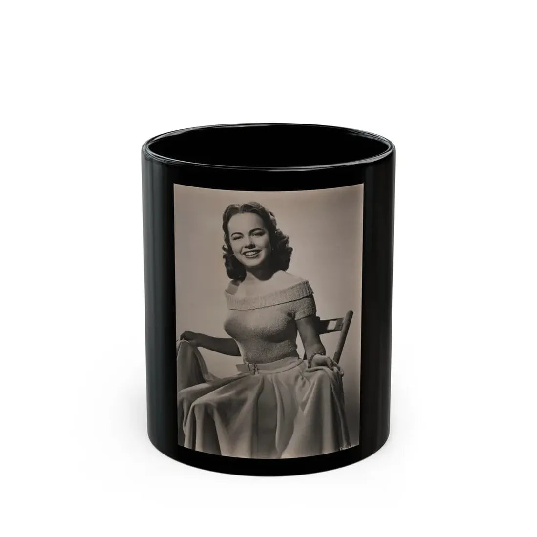 Terry Moore #719 - 7x9 Head & Glamour Upper Body & Waist Shot Circa Early 50's Vintage Photo (Vintage Female Icon) Black Coffee Mug 11oz - Go Mug Yourself
