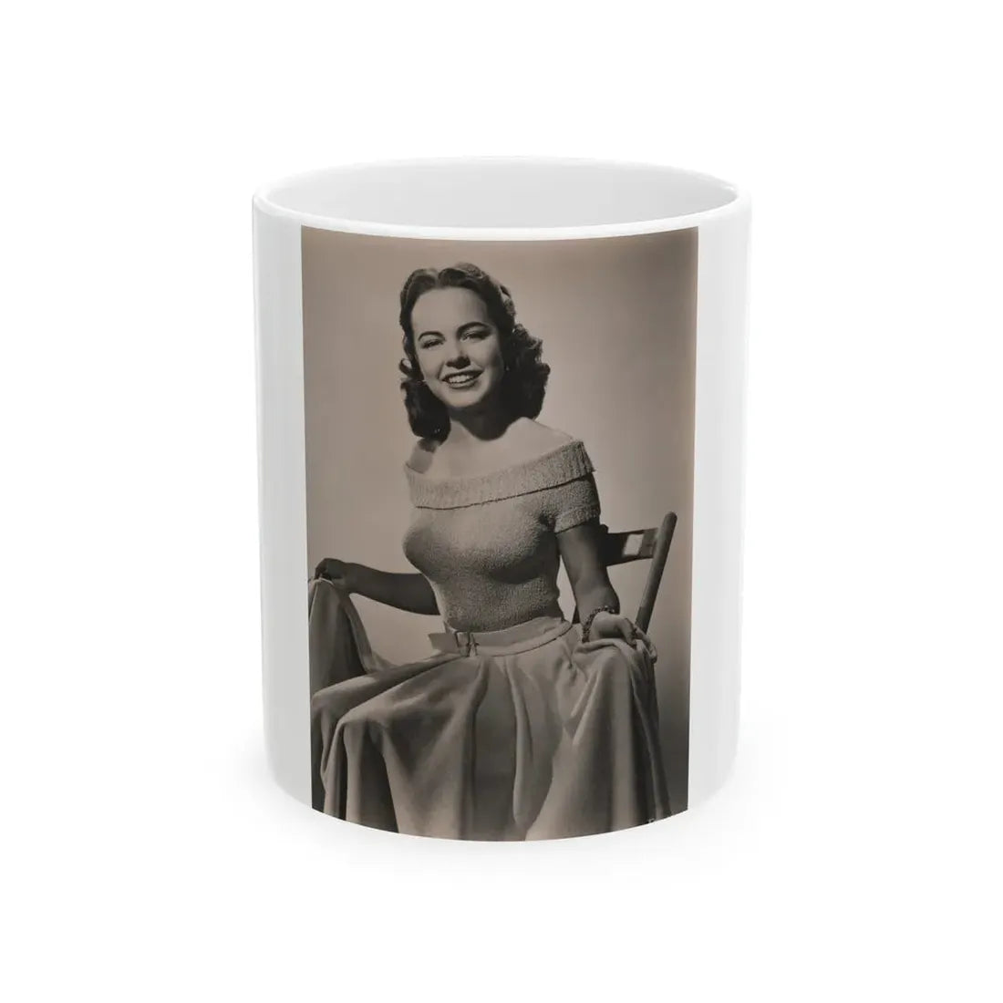 Terry Moore #719 - 7x9 Head & Glamour Upper Body & Waist Shot Circa Early 50's Vintage Photo (Vintage Female Icon) White Coffee Mug 11oz - Go Mug Yourself