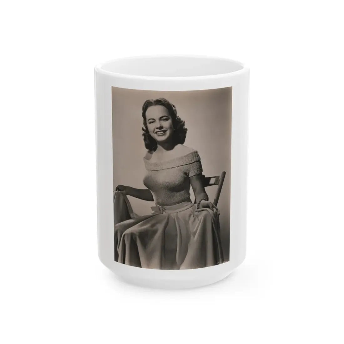 Terry Moore #719 - 7x9 Head & Glamour Upper Body & Waist Shot Circa Early 50's Vintage Photo (Vintage Female Icon) White Coffee Mug 15oz - Go Mug Yourself