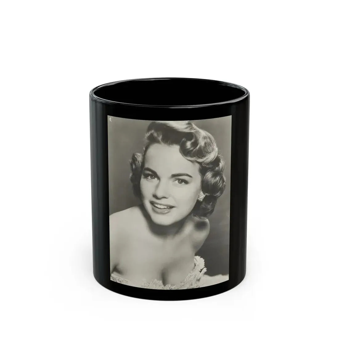 Terry Moore #724 - Head & Upper Body B&W Glamour 50's Vintage Photo (Vintage Female Icon) Black Coffee Mug 11oz - Go Mug Yourself
