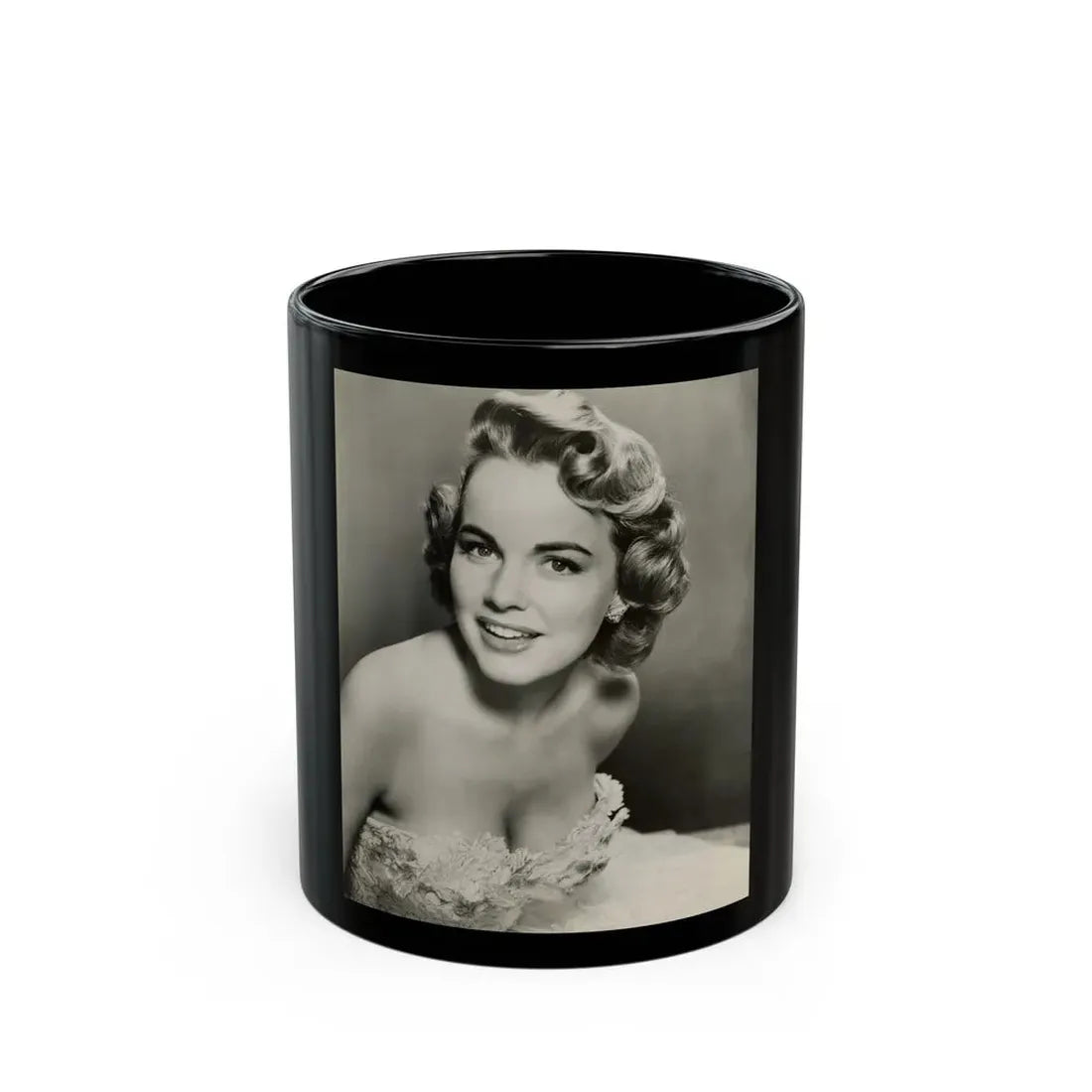 Terry Moore #724 - Head & Upper Body B&W Glamour 50's Vintage Photo1 (Vintage Female Icon) Black Coffee Mug 11oz - Go Mug Yourself