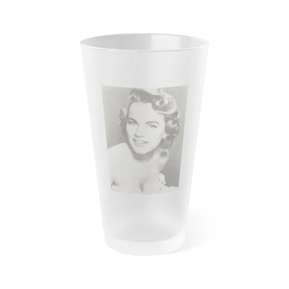 Terry Moore #724 - Head & Upper Body B&W Glamour 50's Vintage Photo (Vintage Female Icon) Frosted Pint Glass 16oz-16oz-Frosted-Go Mug Yourself