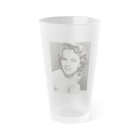 Terry Moore #724 - Head & Upper Body B&W Glamour 50's Vintage Photo (Vintage Female Icon) Frosted Pint Glass 16oz-16oz-Frosted-Go Mug Yourself