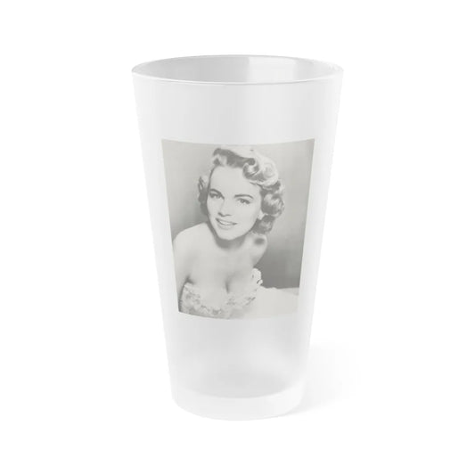 Terry Moore #724 - Head & Upper Body B&W Glamour 50's Vintage Photo1 (Vintage Female Icon) Frosted Pint Glass 16oz-16oz-Frosted-Go Mug Yourself
