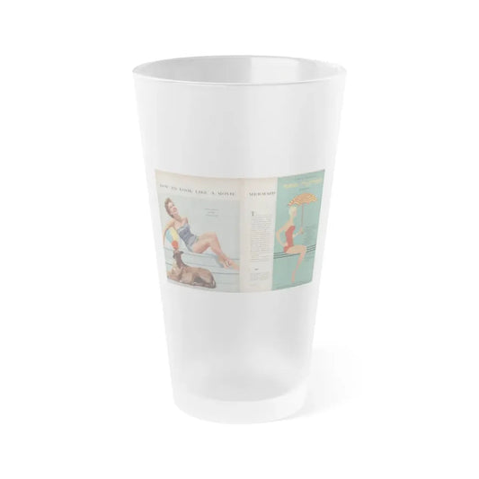 Terry Moore #725 - 2 Pages with, 1 Full Body Swimsuit Cheesecake Color Pin-Up, Caption & Article from Photoplay Mag. '53 (Vintage Female Icon) Frosted Pint Glass 16oz 16oz Frosted - Go Mug Yourself