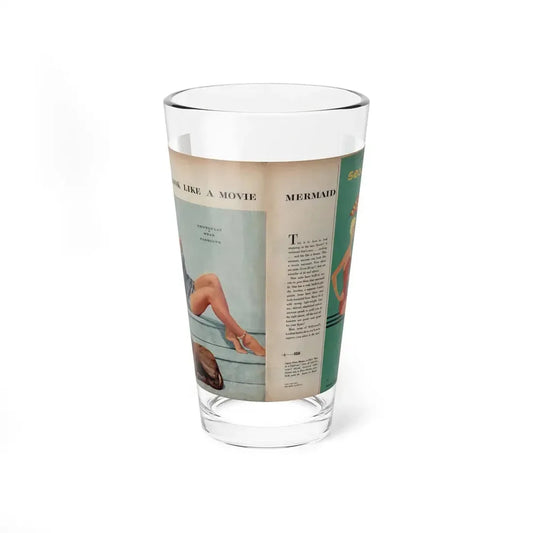 Terry Moore #725 - 2 Pages with, 1 Full Body Swimsuit Cheesecake Color Pin-Up, Caption & Article from Photoplay Mag. '53 (Vintage Female Icon) Pint Glass 16oz 16oz - Go Mug Yourself