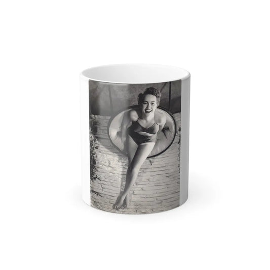 Terry Moore #732 - 8x10 1953 B&W Two Piece Full Body Swimsuit Barefoot Cheesecake Photo from 20th Century Fox Photo Shoot (Vintage Female Icons) Color Changing Mug 11oz-11oz-Go Mug Yourself