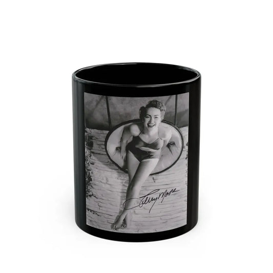 Terry Moore #732 - 8x10 1953 B&W Two Piece Full Body Swimsuit Barefoot Cheesecake Photo from 20th Century Fox Photo Shoot1 (Vintage Female Icon) Black Coffee Mug 11oz - Go Mug Yourself