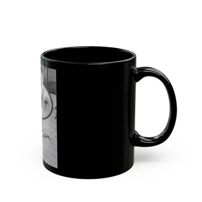 Terry Moore #732 - 8x10 1953 B&W Two Piece Full Body Swimsuit Barefoot Cheesecake Photo from 20th Century Fox Photo Shoot1 (Vintage Female Icon) Black Coffee Mug - Go Mug Yourself