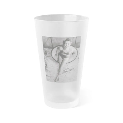 Terry Moore #732 - 8x10 1953 B&W Two Piece Full Body Swimsuit Barefoot Cheesecake Photo from 20th Century Fox Photo Shoot1 (Vintage Female Icon) Frosted Pint Glass 16oz-16oz-Frosted-Go Mug Yourself