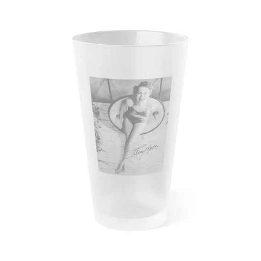 Terry Moore #732 - 8x10 1953 B&W Two Piece Full Body Swimsuit Barefoot Cheesecake Photo from 20th Century Fox Photo Shoot1 (Vintage Female Icon) Frosted Pint Glass 16oz-16oz-Frosted-Go Mug Yourself