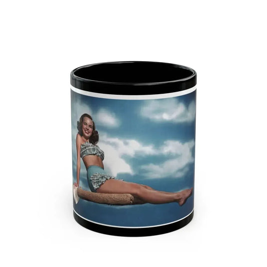 Terry Moore #737 - Late 40's 2-Piece Swimsuit Color Cheesecake Photo (Vintage Female Icon) Black Coffee Mug 11oz - Go Mug Yourself