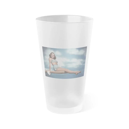 Terry Moore #737 - Late 40's 2-Piece Swimsuit Color Cheesecake Photo (Vintage Female Icon) Frosted Pint Glass 16oz 16oz Frosted - Go Mug Yourself