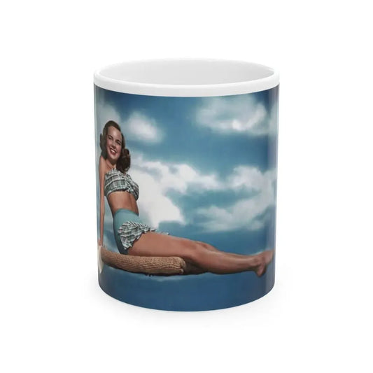 Terry Moore #737 - Late 40's 2-Piece Swimsuit Color Cheesecake Photo (Vintage Female Icon) White Coffee Mug 11oz - Go Mug Yourself
