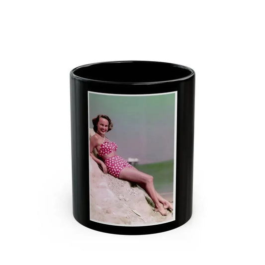 Terry Moore #741 - 2-Piece Color Full Body Swimsuit Cheesecake Photo from Early 50's (Vintage Female Icon) Black Coffee Mug 11oz - Go Mug Yourself