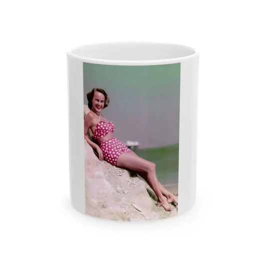 Terry Moore #741 - 2-Piece Color Full Body Swimsuit Cheesecake Photo from Early 50's (Vintage Female Icon) White Coffee Mug 11oz - Go Mug Yourself