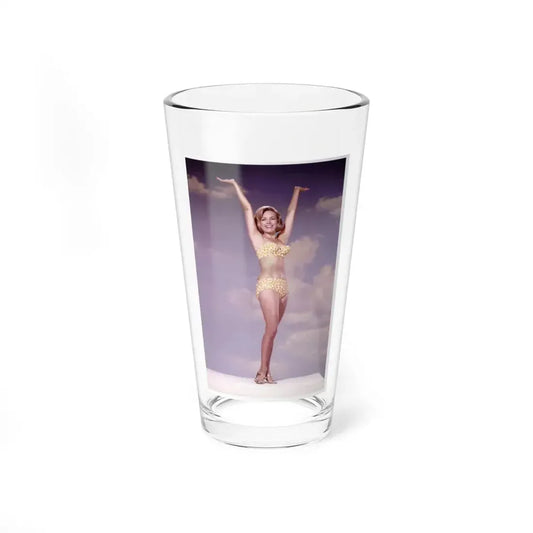 Terry Moore #742 - 1966 Color 2-Piece Swimsuit Cheesecake Photo in Open Gold Sandal Heels signed (Vintage Female Icon) Pint Glass 16oz 16oz - Go Mug Yourself