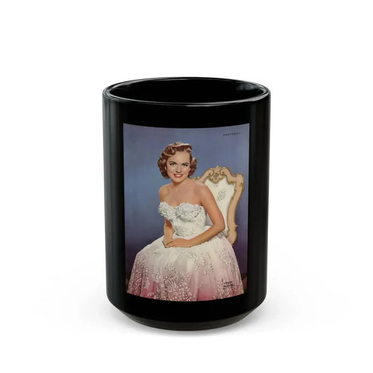 Terry Moore #743 - Vintage 8.5x11 Color Glamour Dress Nearly Full Body Photoplay Magazine Page Circa 50's (Vintage Female Icon) Black Coffee Mug 15oz - Go Mug Yourself