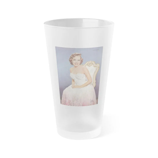 Terry Moore #743 - Vintage 8.5x11 Color Glamour Dress Nearly Full Body Photoplay Magazine Page Circa 50's (Vintage Female Icon) Frosted Pint Glass 16oz-16oz-Frosted-Go Mug Yourself