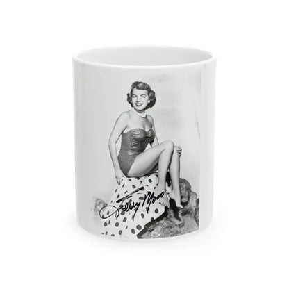 Terry Moore #744 - 8x10 B&W Full Body 1-Piece Swimsuit Cheesecake Photo signed from 1954 (Vintage Female Icon) White Coffee Mug 11oz - Go Mug Yourself
