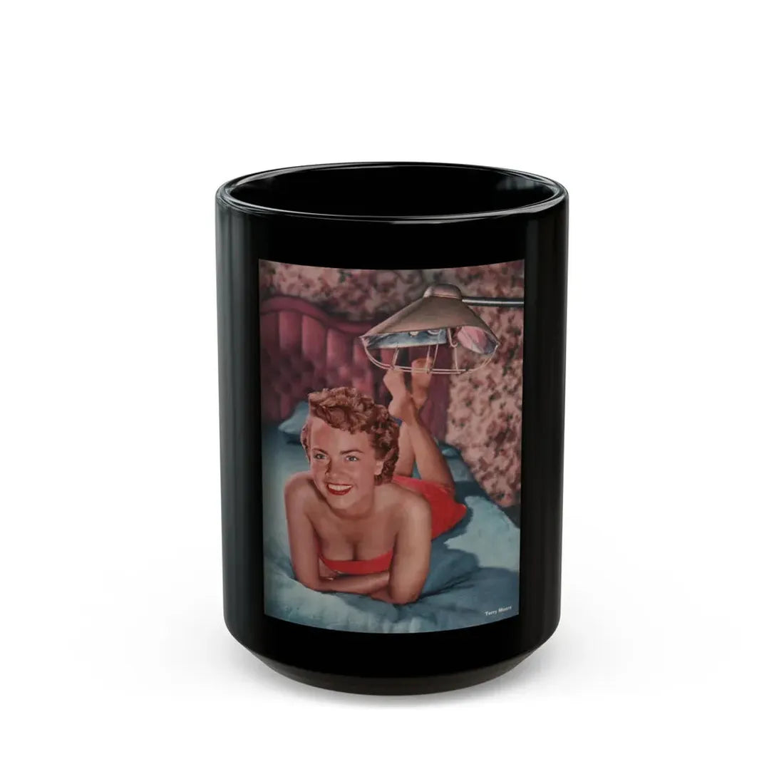 Terry Moore #749 - Photoplay Pin-Ups Magazine Issue #05 (Vintage Female Icon) Black Coffee Mug 15oz - Go Mug Yourself
