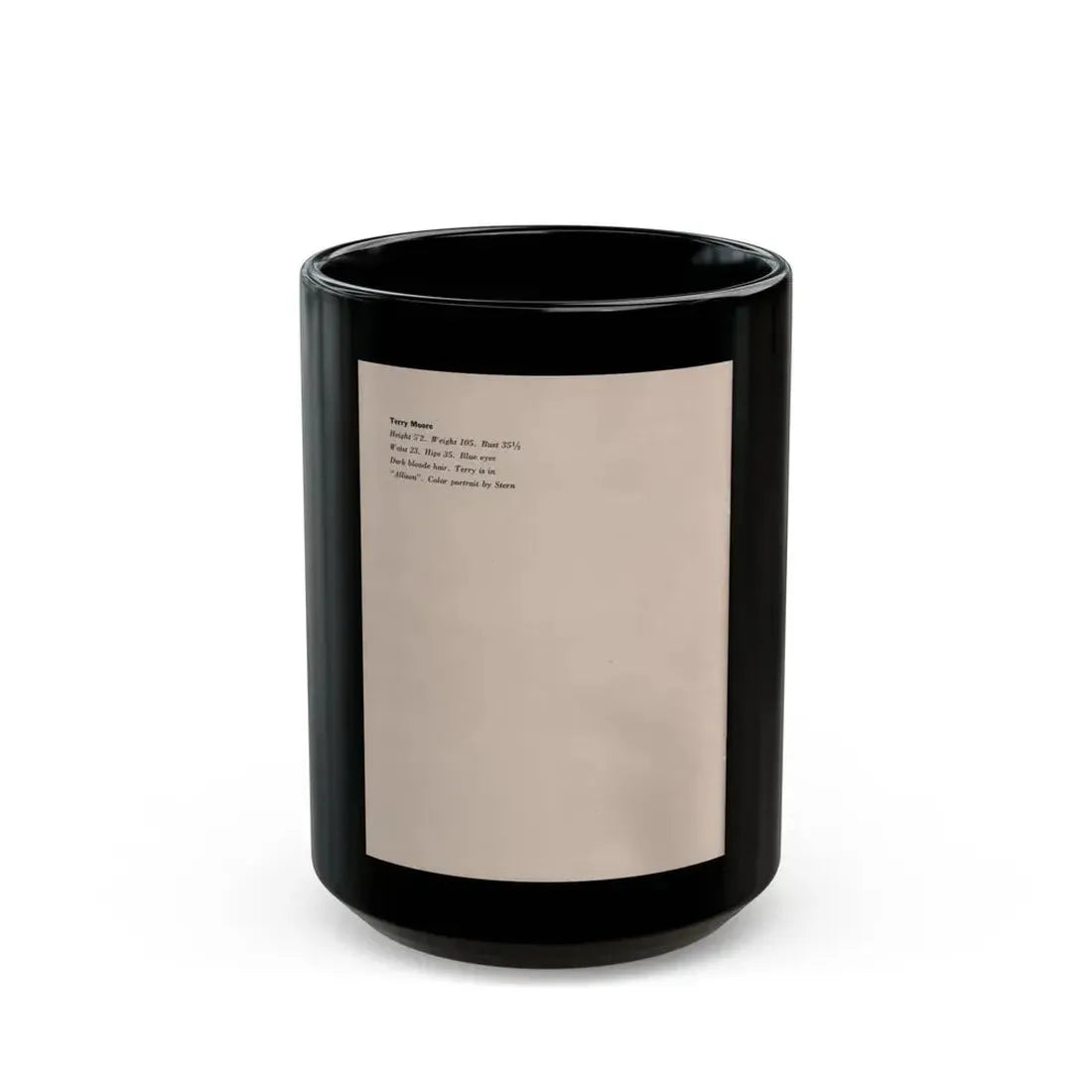 Terry Moore #750 - Photoplay Pin-Ups Magazine Issue #05 (Vintage Female Icon) Black Coffee Mug 15oz - Go Mug Yourself