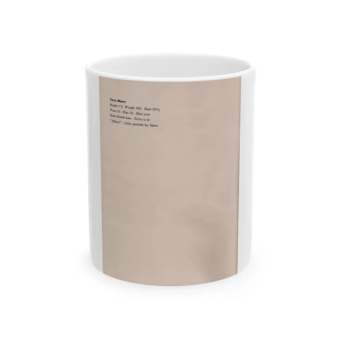 Terry Moore #750 - Photoplay Pin-Ups Magazine Issue #05 (Vintage Female Icon) White Coffee Mug 11oz - Go Mug Yourself