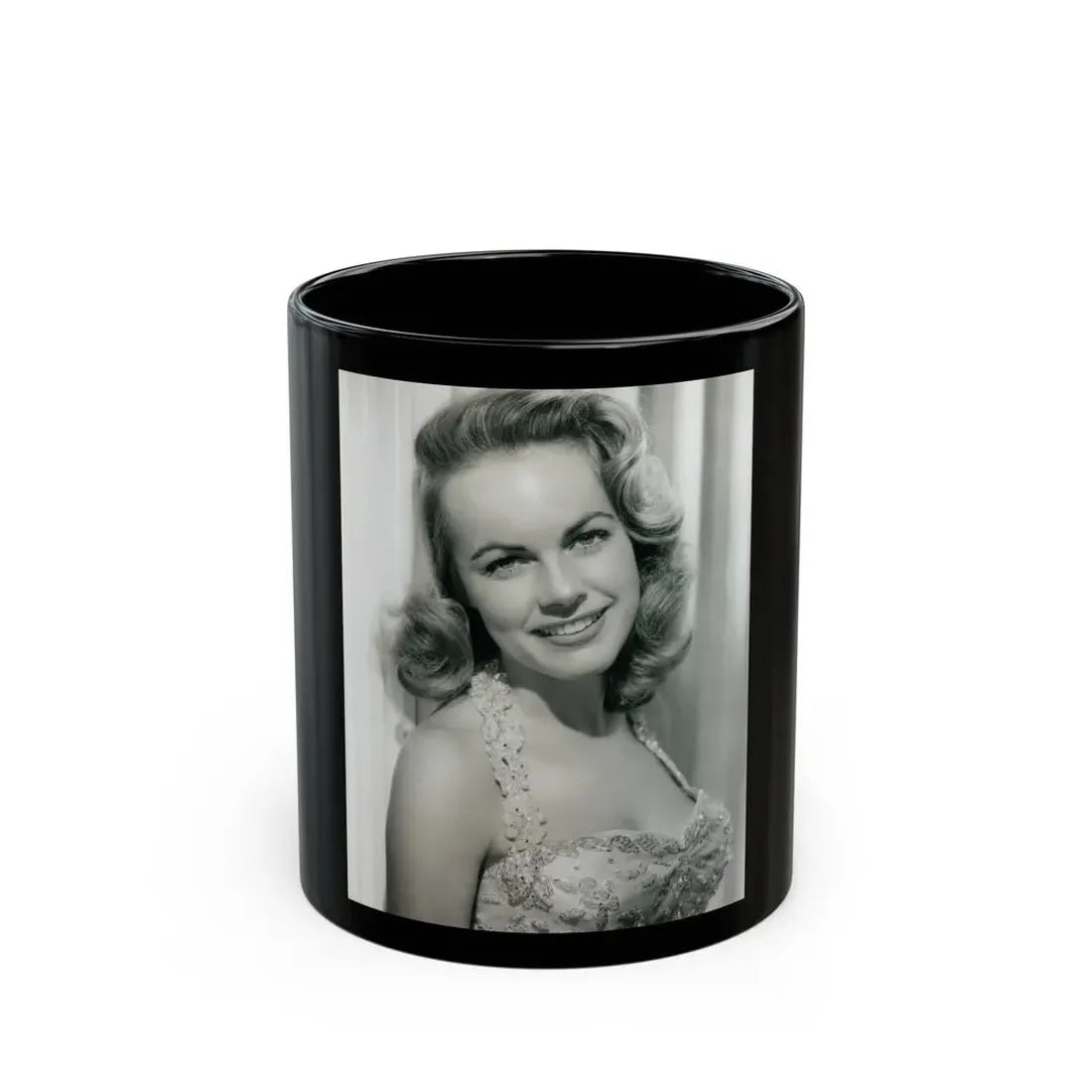 Terry Moore #757 - Vintage 1951 B&W 8x10 Upper Body Head & Shoulder Glamour Photo (Vintage Female Icon) Black Coffee Mug 11oz - Go Mug Yourself