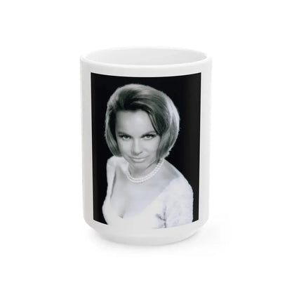 Terry Moore #758 - Vintage 1965 B&W 8x10 Upper Body Head & Shoulder Glamour Photo (Vintage Female Icon) White Coffee Mug 15oz - Go Mug Yourself