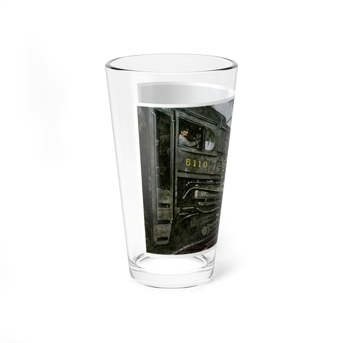 Testing A Giant New Locomotive, 1945 (Magazine Illustration) Pint Glass 16oz-Go Mug Yourself