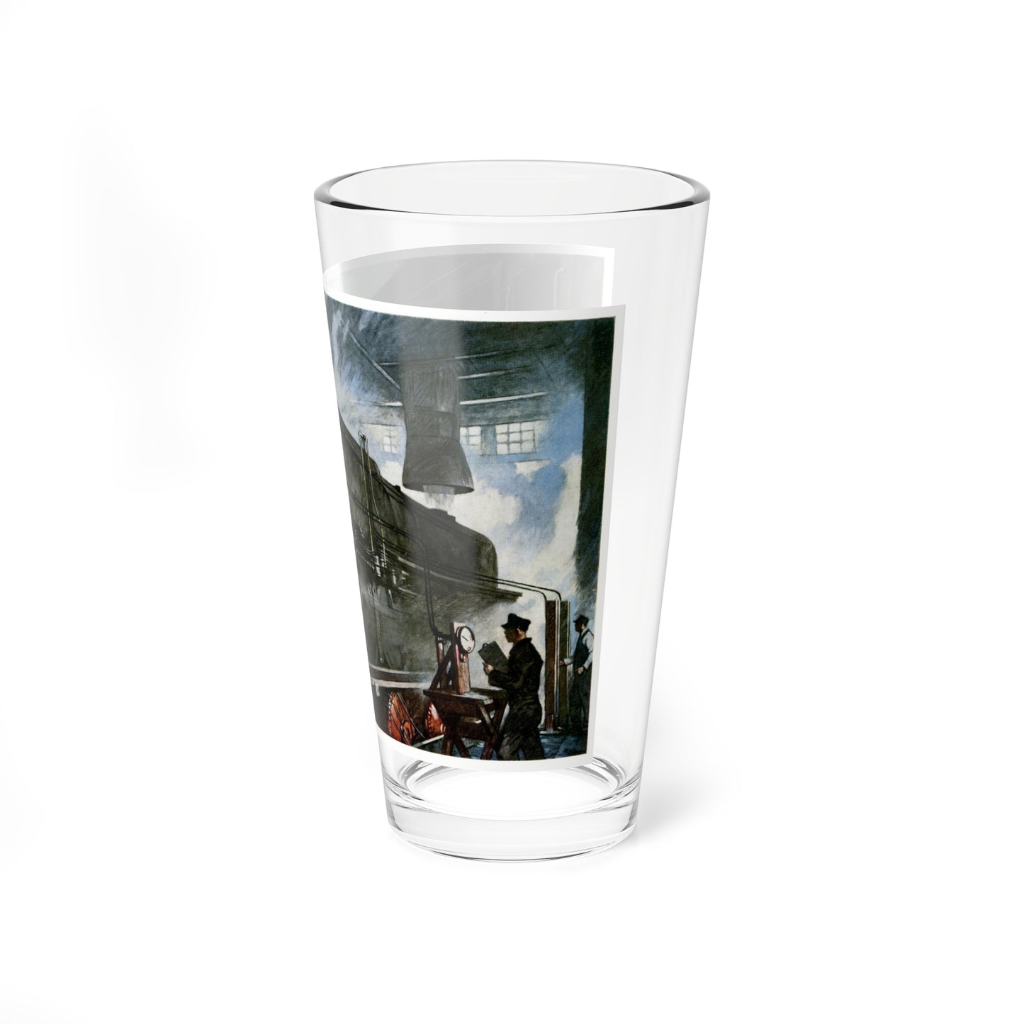 Testing A Giant New Locomotive, 1945 (Magazine Illustration) Pint Glass 16oz-Go Mug Yourself