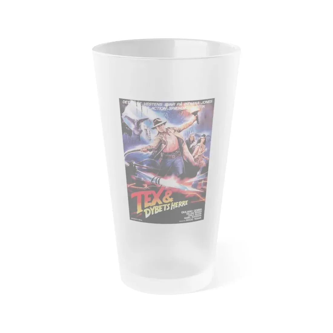 TEX AND THE LORD OF THE DEEP (DANISH) 1985 Movie Poster - Frosted Pint Glass 16oz Default Title - Go Mug Yourself