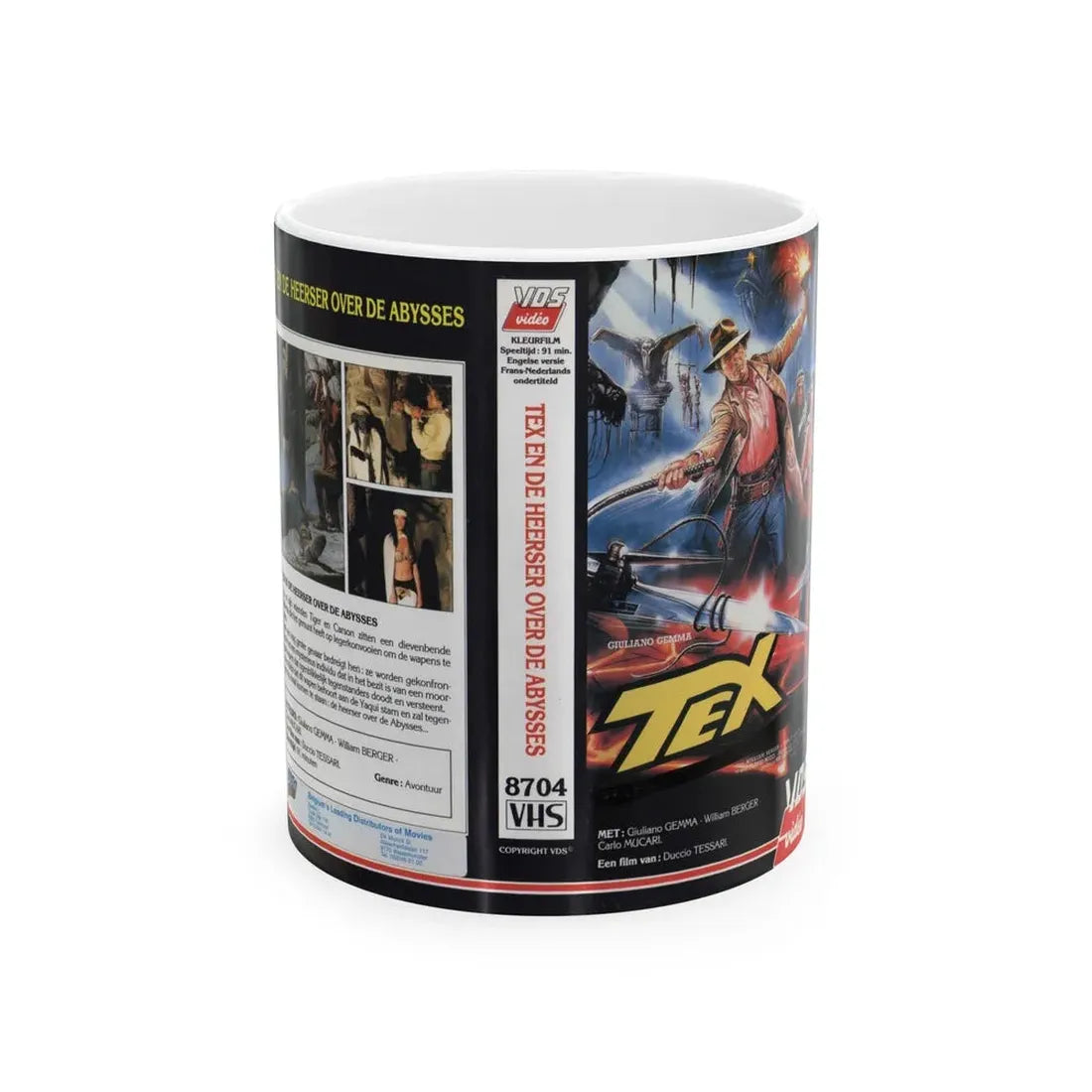 TEX EN DE HEERSER OVER DE ABYSSES (VHS COVER) - White Coffee Mug 11oz - Go Mug Yourself