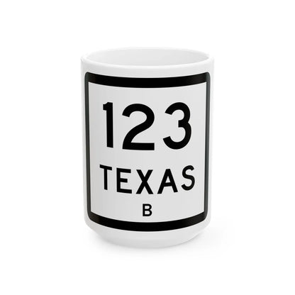 Texas 123-B (Texas) (Road Sign) White Coffee Mug 15oz - Go Mug Yourself