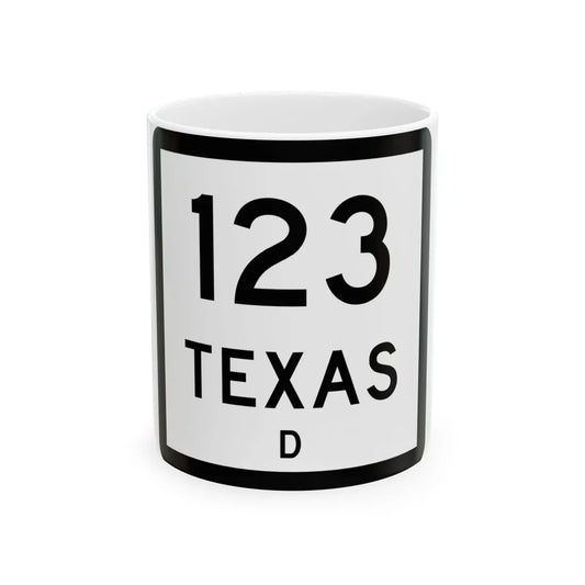 Texas 123-D (Texas) (Road Sign) White Coffee Mug 11oz - Go Mug Yourself