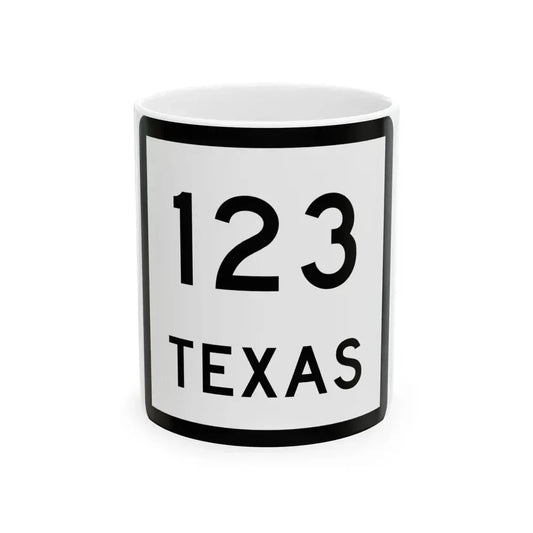 Texas 123 (Texas) (Road Sign) White Coffee Mug 11oz - Go Mug Yourself