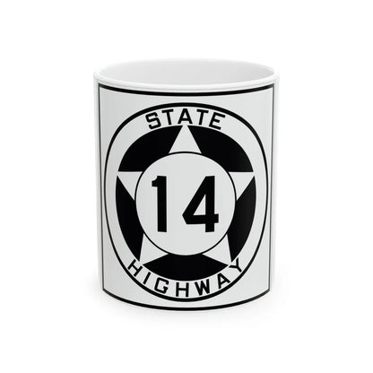 Texas 14 1935 (Texas) (Road Sign) White Coffee Mug 11oz - Go Mug Yourself