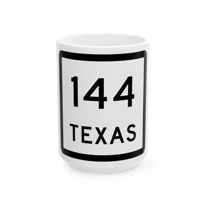 Texas 144 (Texas) (Road Sign) White Coffee Mug 15oz - Go Mug Yourself