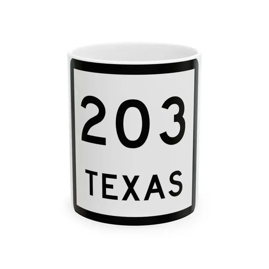 Texas 203 (Texas) (Road Sign) White Coffee Mug 11oz - Go Mug Yourself