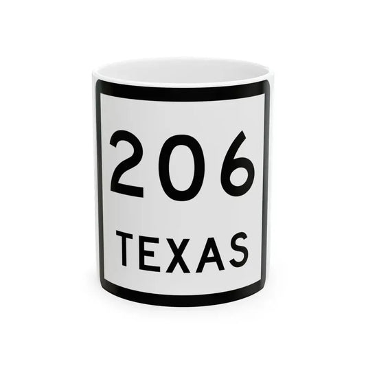 Texas 206 (Texas) (Road Sign) White Coffee Mug 11oz - Go Mug Yourself