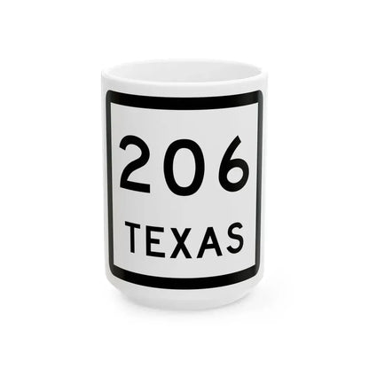 Texas 206 (Texas) (Road Sign) White Coffee Mug 15oz - Go Mug Yourself