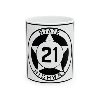 Texas 21 1935 (Texas) (Road Sign) White Coffee Mug 11oz - Go Mug Yourself