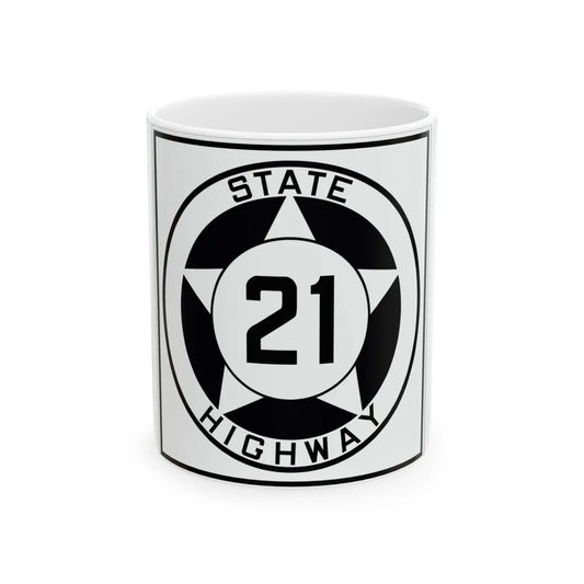 Texas 21 1935 (Texas) (Road Sign) White Coffee Mug 11oz - Go Mug Yourself