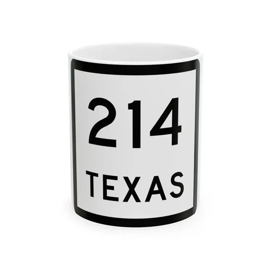 Texas 214 (Texas) (Road Sign) White Coffee Mug 11oz - Go Mug Yourself