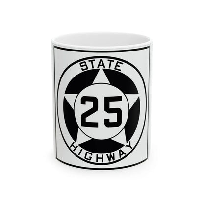 Texas 25 1935 (Texas) (Road Sign) White Coffee Mug 11oz - Go Mug Yourself