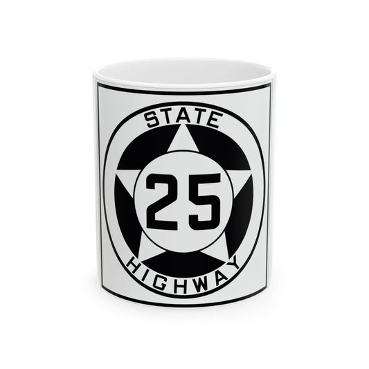 Texas 25 1935 (Texas) (Road Sign) White Coffee Mug 11oz - Go Mug Yourself