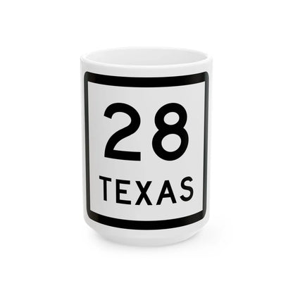 Texas 28 (Texas) (Road Sign) White Coffee Mug 15oz - Go Mug Yourself